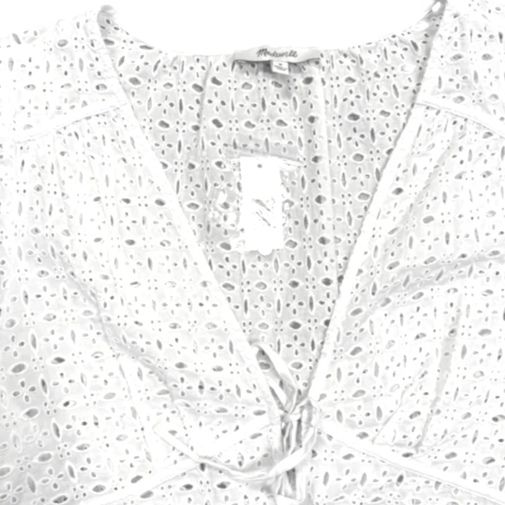 Madewell Lua Eyelet Lace White Cotton Blouse Wrap Top Size S NWT - Picture 9 of 12